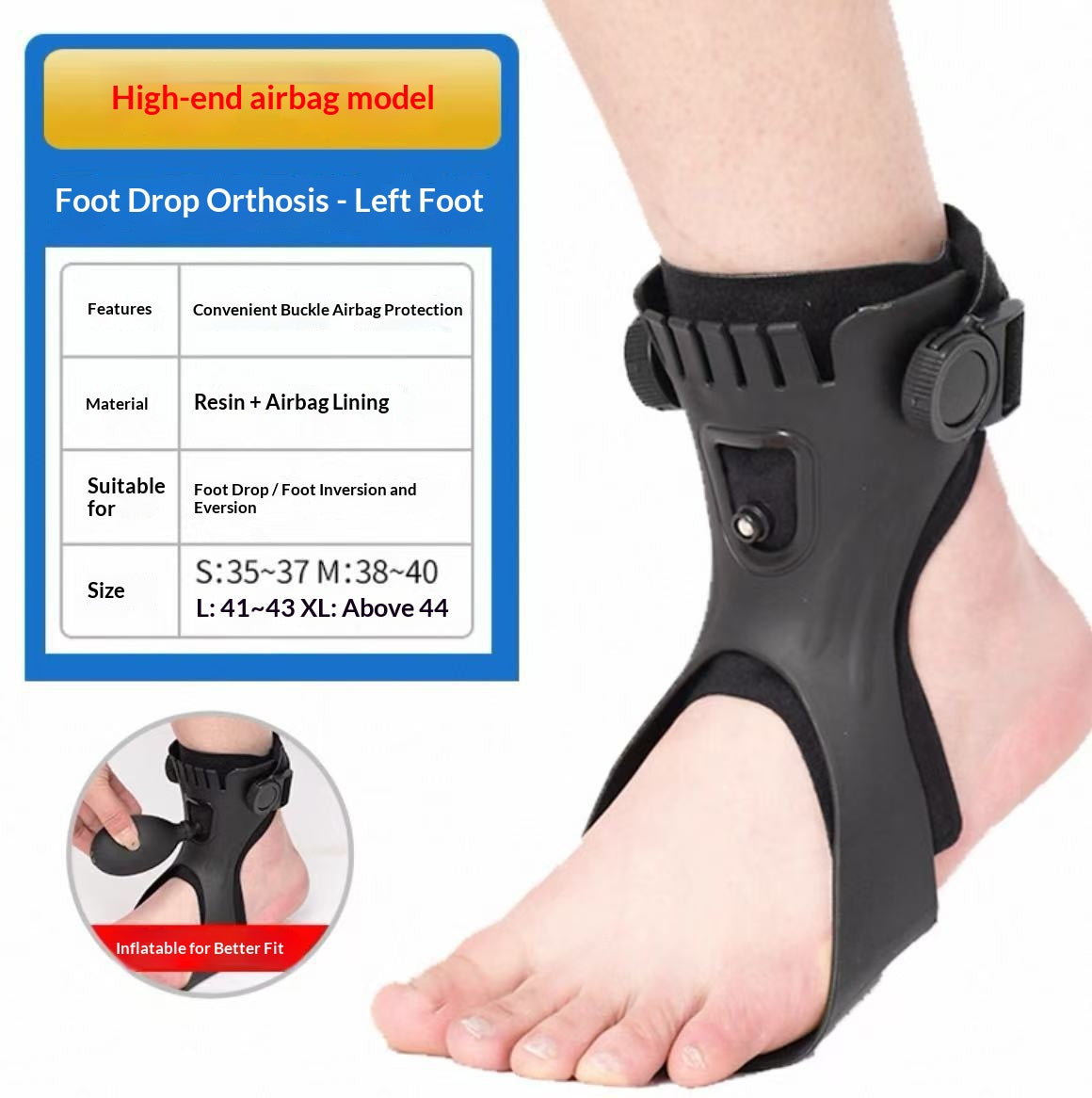 Adjustable Ankle and Foot Brace with Air Cushion and Dial Strap (photo 6)
