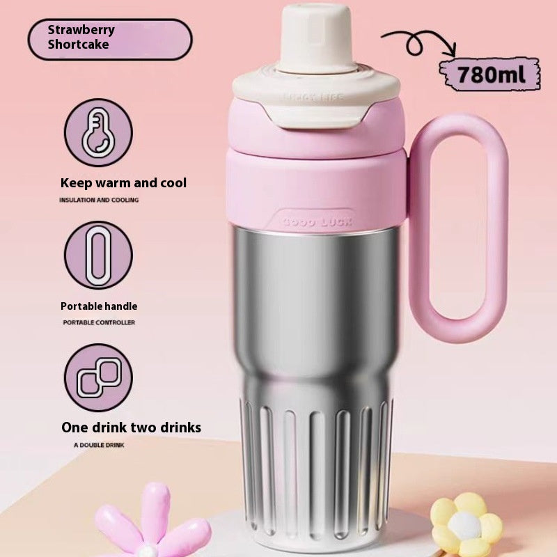 780 ml Stainless Steel Tumbler with Handle, Lid and Straw (photo 11)