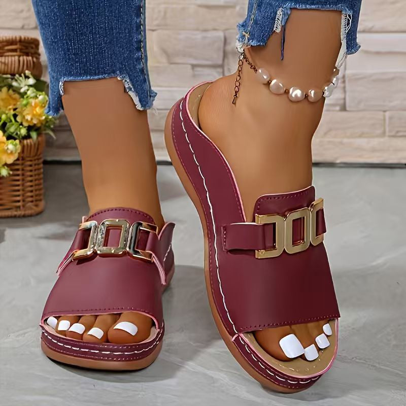 Women's Chain-Detail Platform Wedge Slides (photo 13)