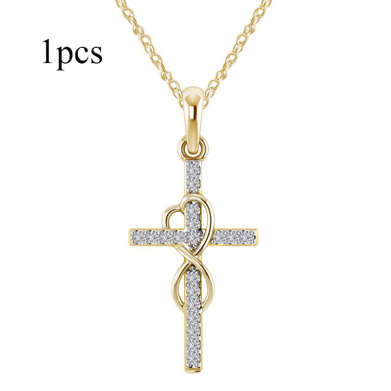 Rhinestone Cross Pendant Necklace (photo 30)