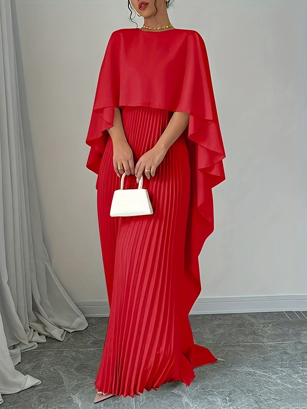 Women's Loose Batwing-Sleeve Midi Dress (photo 4)