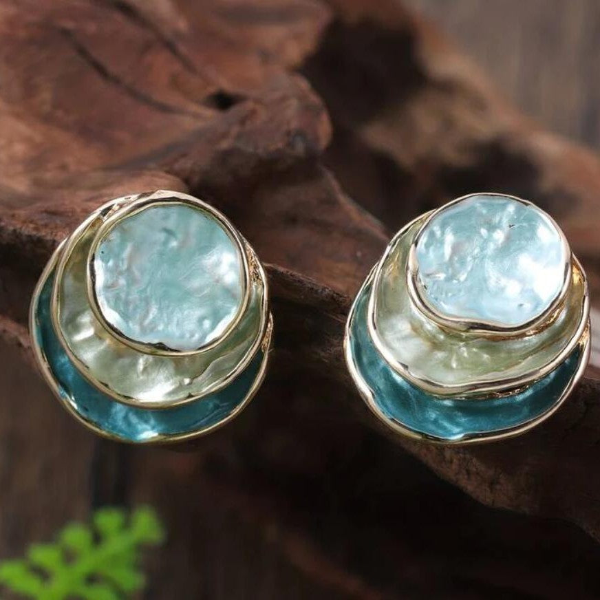 Enamel Round Geometric Earrings (photo 13)