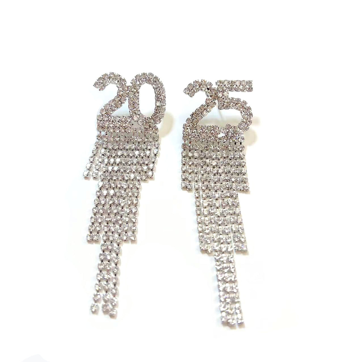 Rhinestone Number Drop Earrings (photo 5)