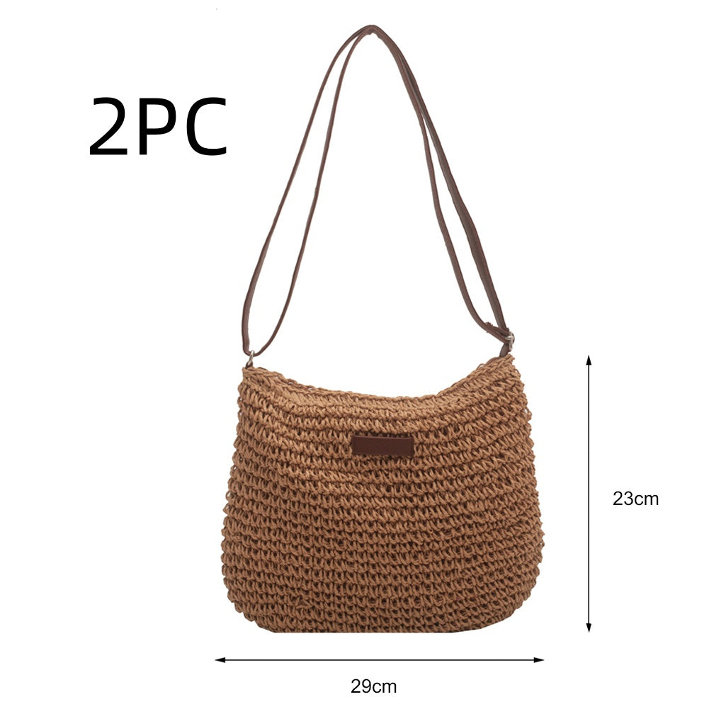 Woven Straw Tote Bag with Zipper (photo 11)
