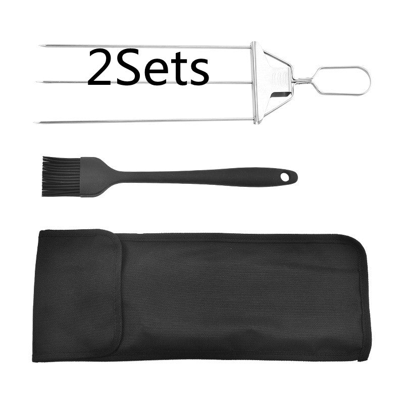 3-Prong Stainless Steel BBQ Skewer Forks (photo 16)