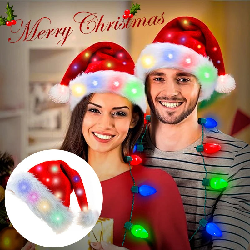 LED Light-Up Plush Santa Hat (photo 9)