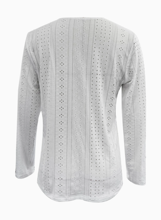 Women's V-Neck Long-Sleeve Blouse with Decorative Buttons (photo 5)