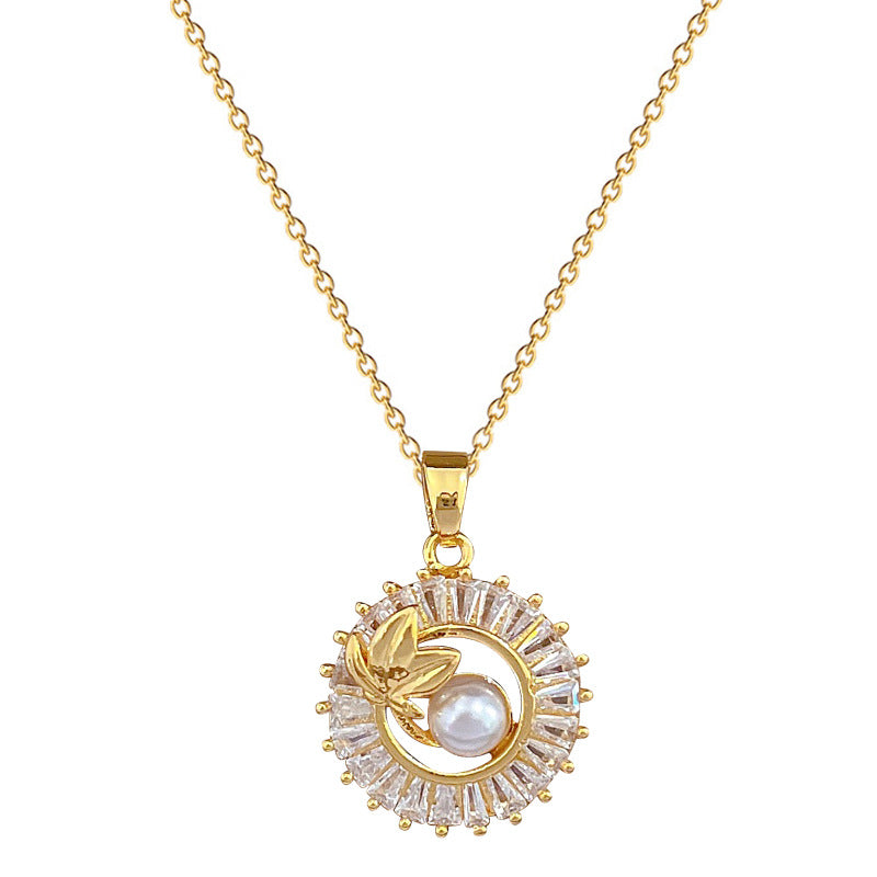 Rhinestone Leaf Necklace and Stud Earrings Set (photo 6)