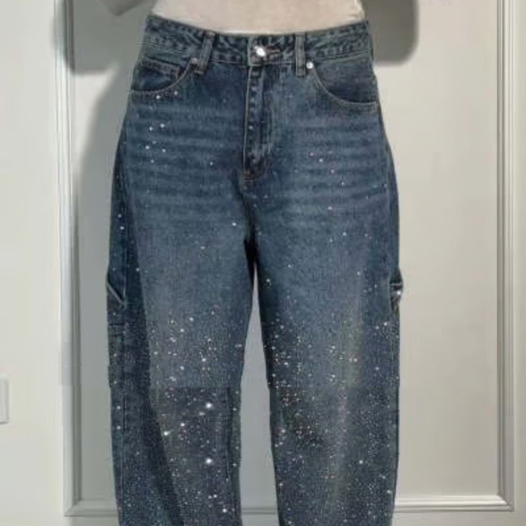 Women's Shiny Straight Wide-Leg Jeans (photo 6)