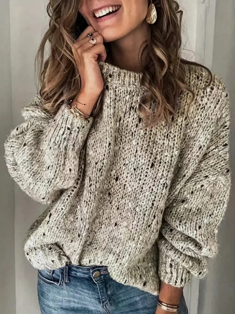 Women's Polka Dot Loose Knit Pullover (photo 8)