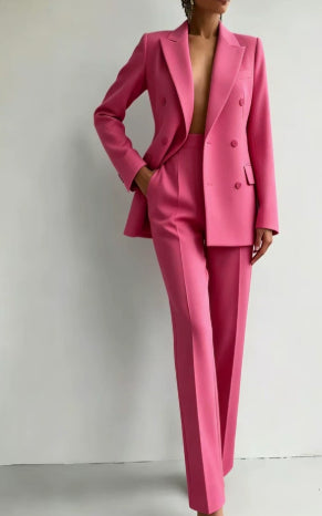 Women's Single-Breasted Jacket and Slim Trousers Suit (photo 16)