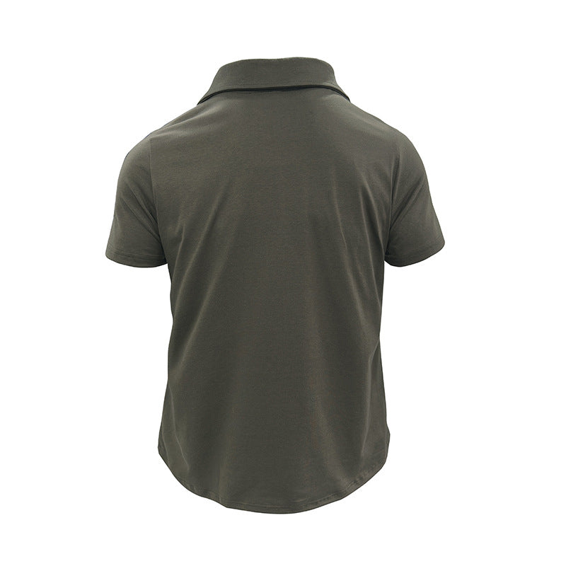 Men's Lapel Button Polo Shirt with Pocket (photo 10)