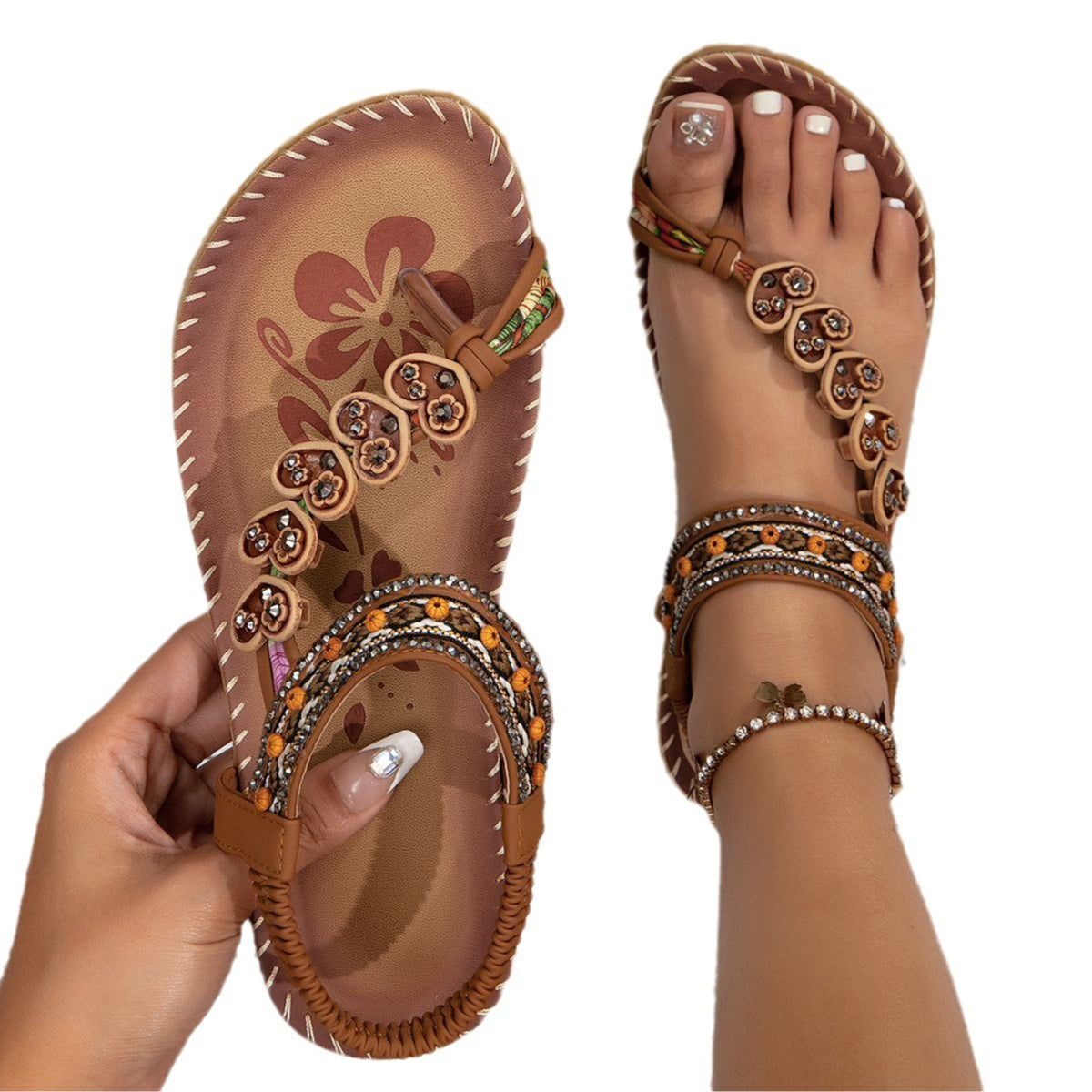 Women's Boho Floral Thong Sandals (photo 11)