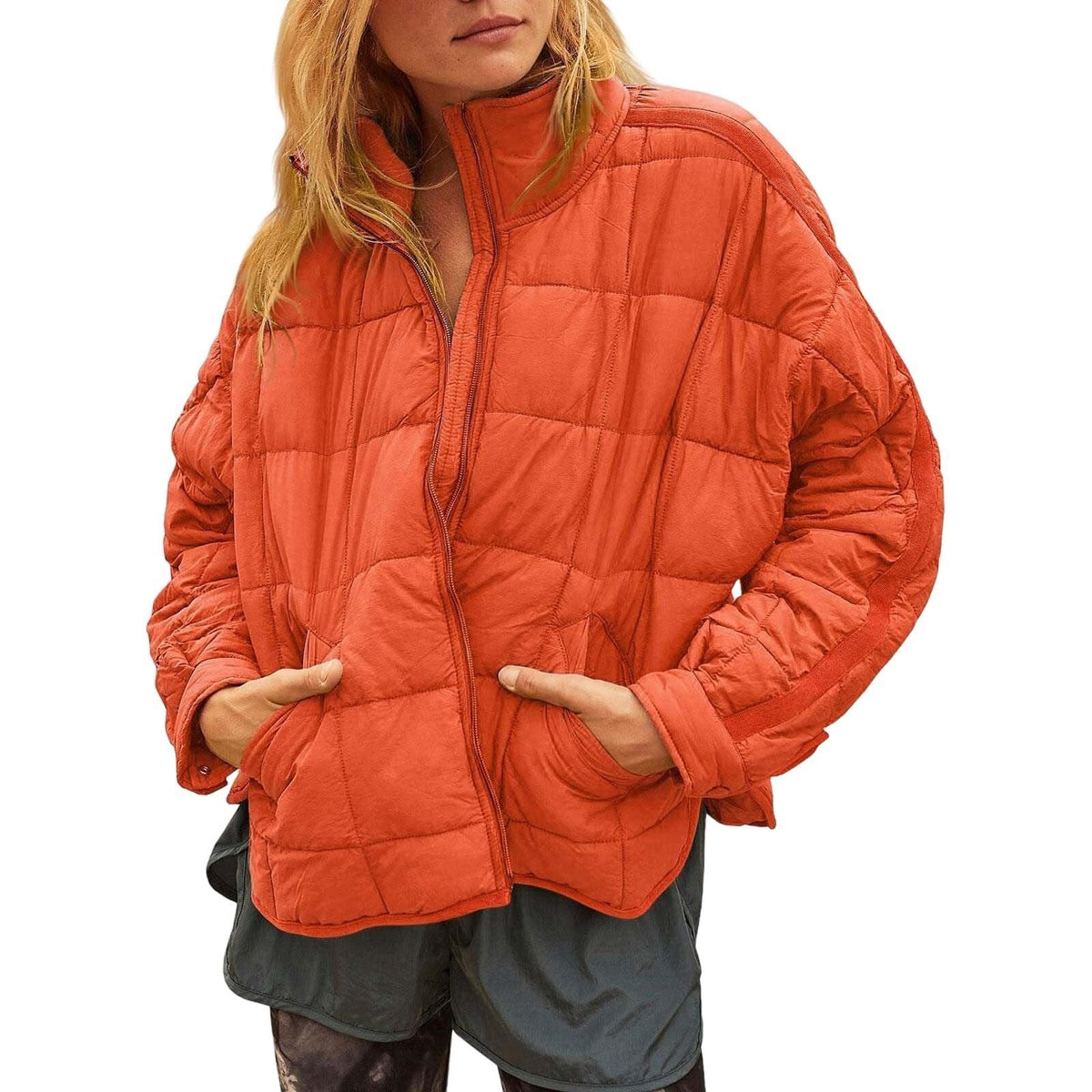 Women's Zip-Up Stand-Collar Jacket with Pockets (photo 15)