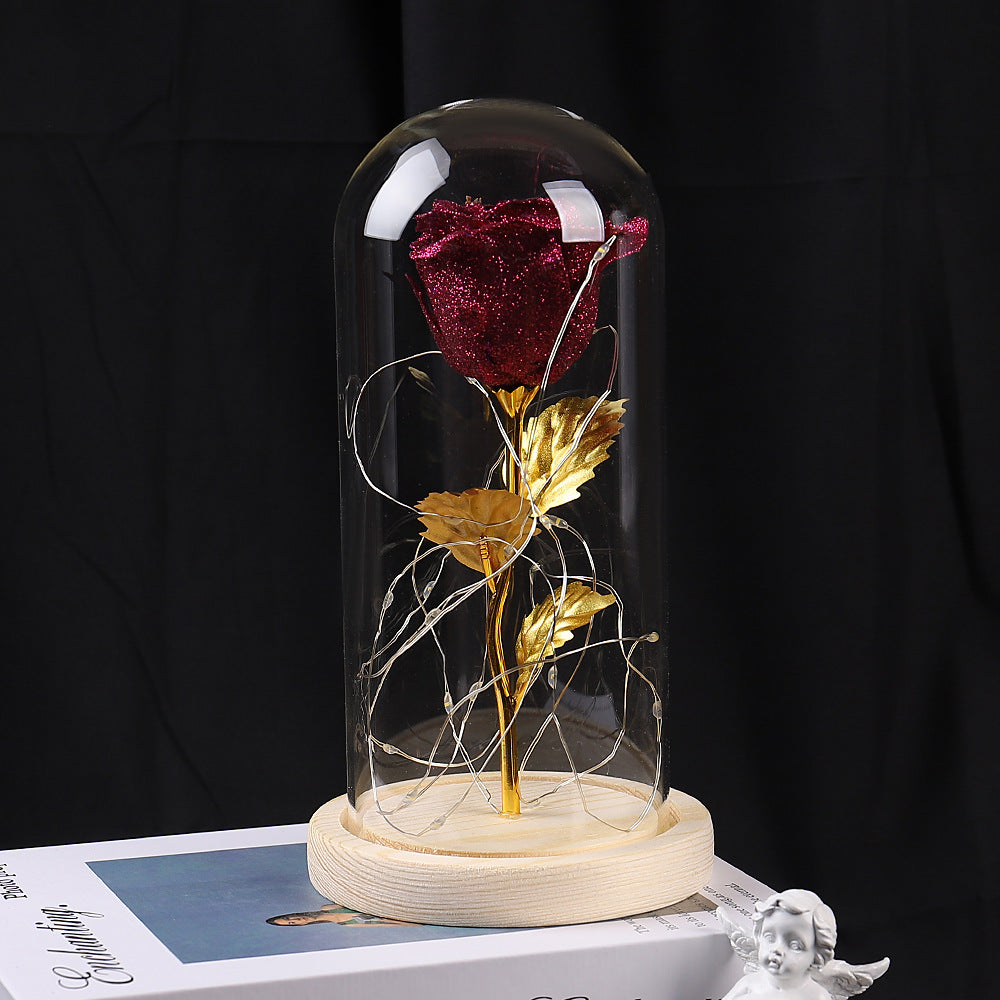 Preserved Rose with LED Lights in Glass Dome (photo 16)