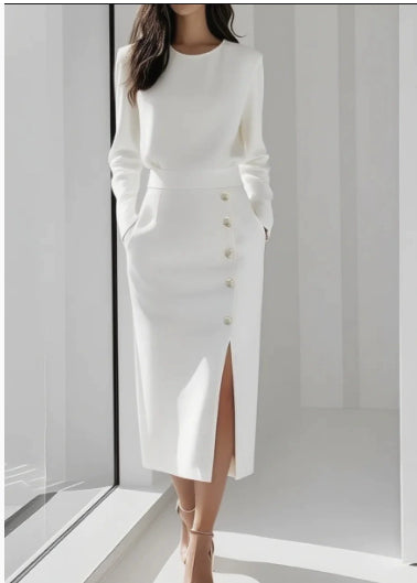 Women's Sleeveless Button-Front Midi Dress with Slit (photo 12)