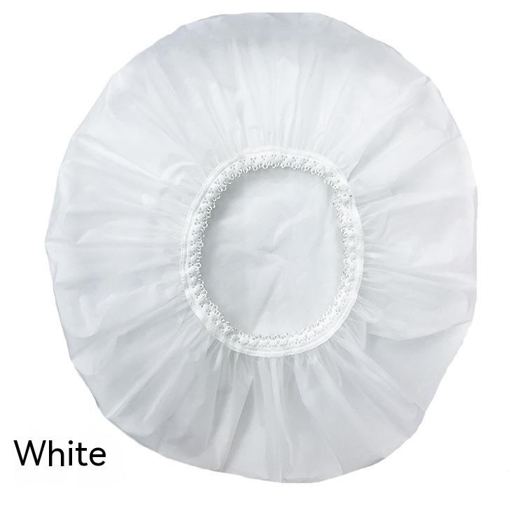 Water-Repellent Shower Cap with Elastic Band - White (photo 6)