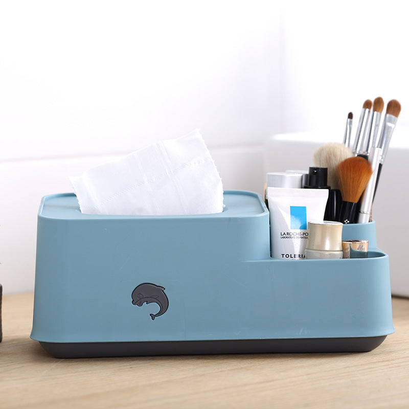 Desktop Tissue Box Holder with Side Compartments (photo 5)