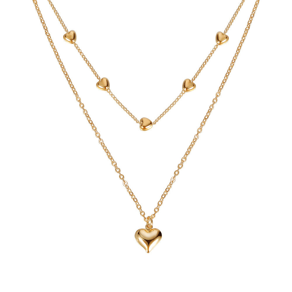 Double-Layer Heart Pendant Necklace (photo 7)
