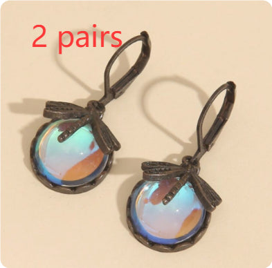 Vintage Dragonfly Drop Earrings with Stones (photo 10)