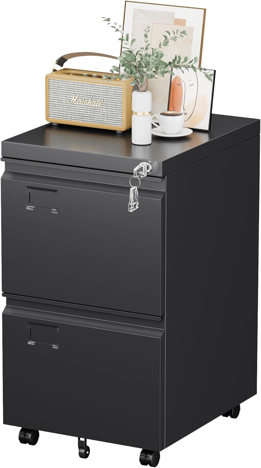2-Drawer Metal Mobile File Cabinet with Lock (photo 9)