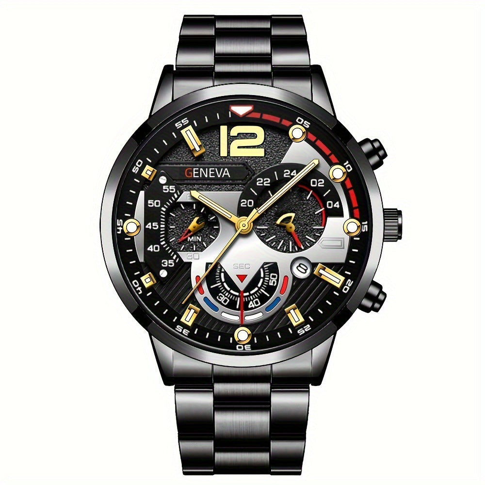Men's Steel Strap Quartz Watch and Bracelet Set (photo 21)