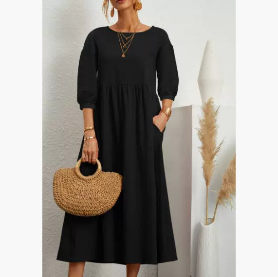 Women's Short-Sleeve A-Line Dress with Pockets (photo 17)