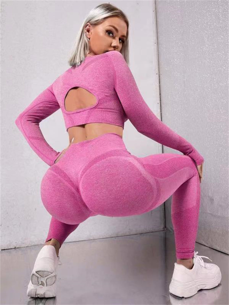 Women's 2-Piece Long-Sleeve Cut-Out Top and Leggings Set (photo 11)