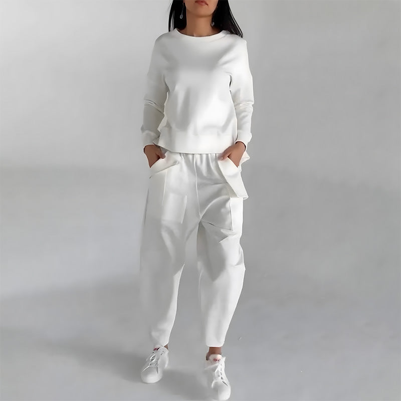 Women's Back-Slit Sweatshirt and Loose Pants Set (photo 8)