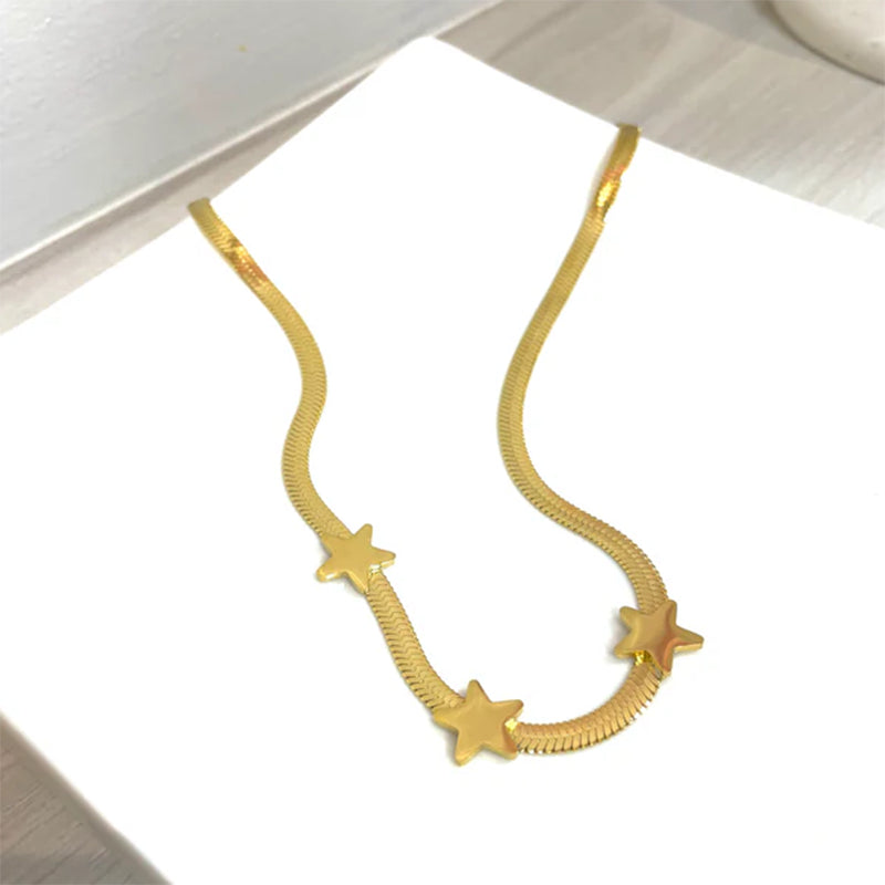 Gold-Tone Snake Chain Star Choker Necklace (photo 4)