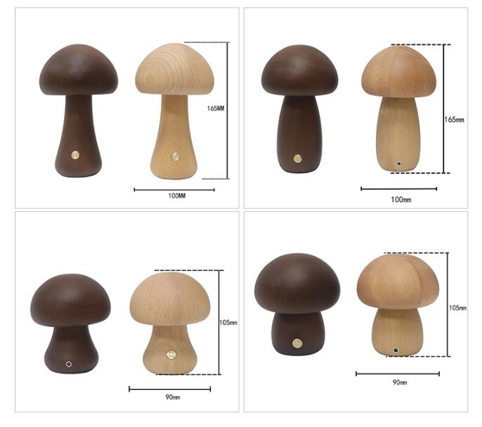 Wooden Mushroom LED Night Light with Touch Switch (photo 13)