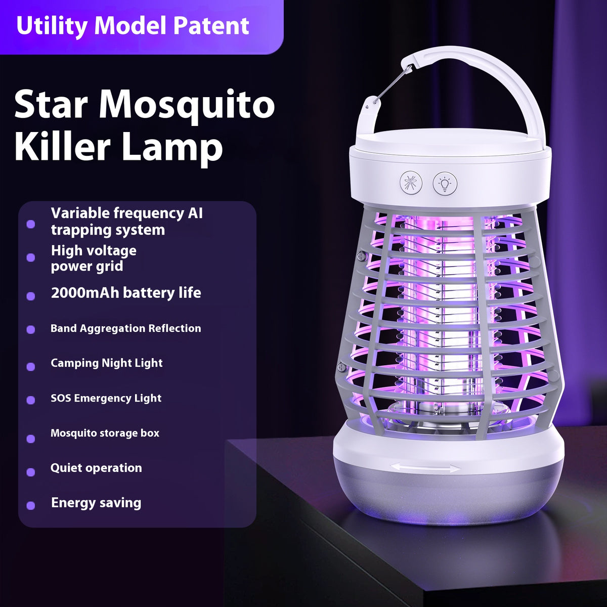 2-in-1 Rechargeable Mosquito Lamp and Bug Zapper Racket (photo 8)
