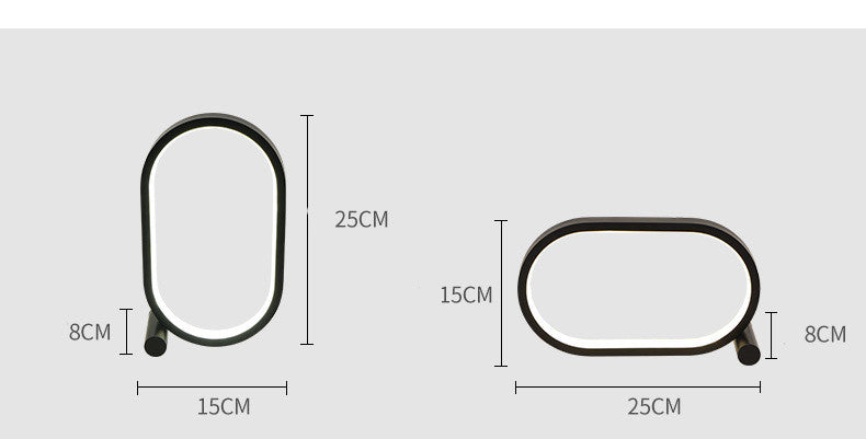 Oval Ring LED Table Lamp, USB, Touch, Button or Remote Control (photo 13)