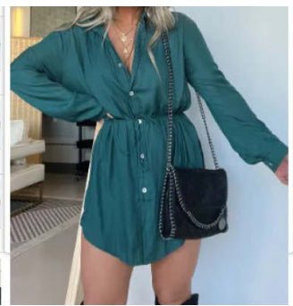 Women's Long-Sleeve Button-Front Shirt Romper (photo 19)