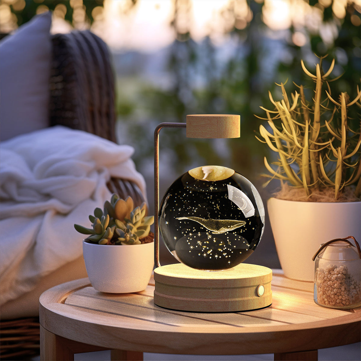 3D Engraved Crystal Ball Night Light with Wooden Base, USB (photo 113)