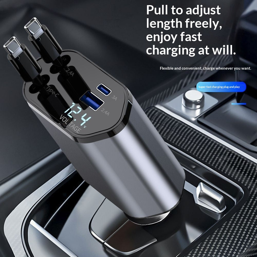 4-in-1 Retractable Car Charger with Built-In Cables (photo 8)