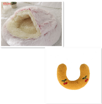 2-in-1 Round Plush Pet Bed for Dogs and Cats (photo 138)
