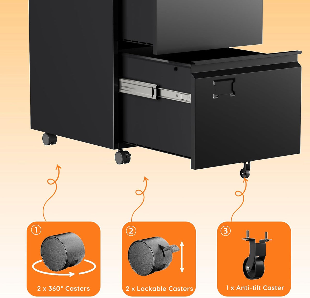 2-Drawer Metal Mobile File Cabinet with Lock (photo 5)