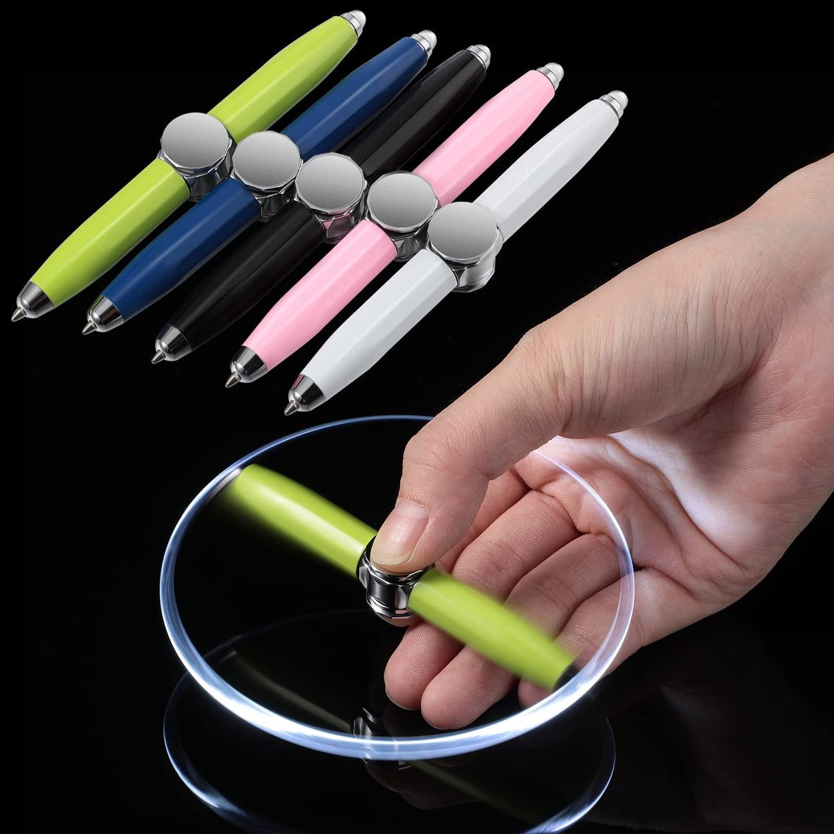 LED Spinning Top Metal Ballpoint Pen