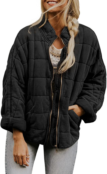 Women's Zip-Up Stand-Collar Jacket with Pockets (photo 8)