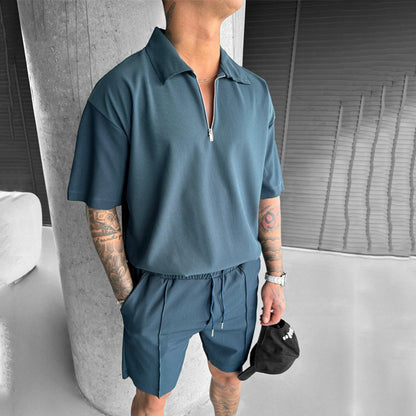 Men's Zip Polo and Drawstring Shorts Set (photo 7)
