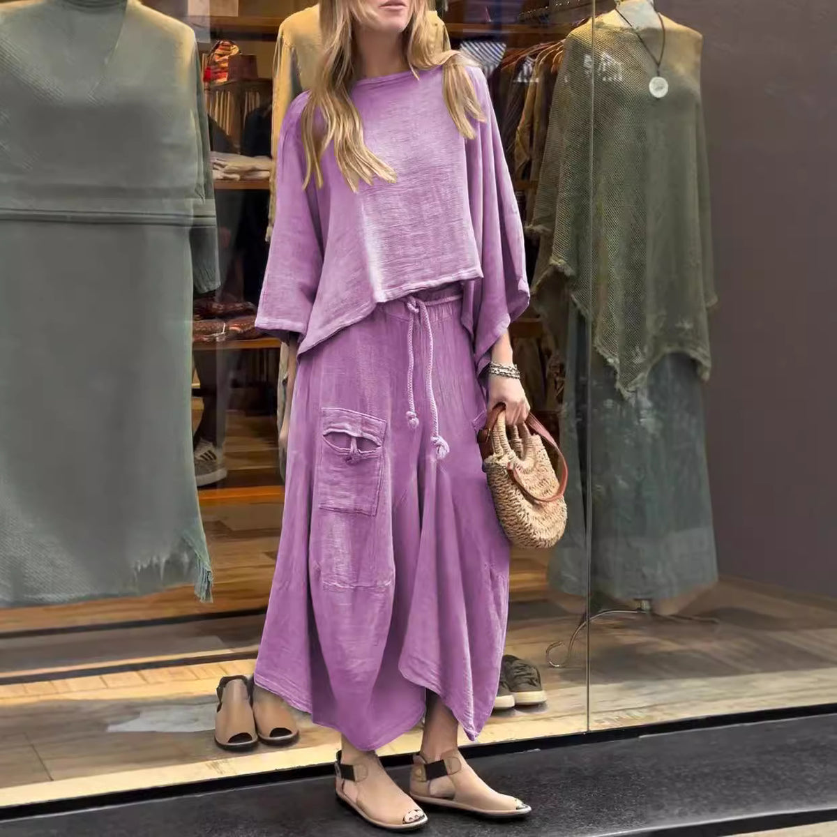 Women's Long-Sleeve Pullover Top and Long Skirt Set (photo 4)
