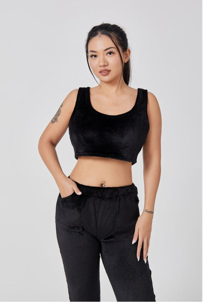 Women's 3-Piece Knit Lounge Set: Crop Top, Wide-Leg Pants and Cardigan (photo 15)