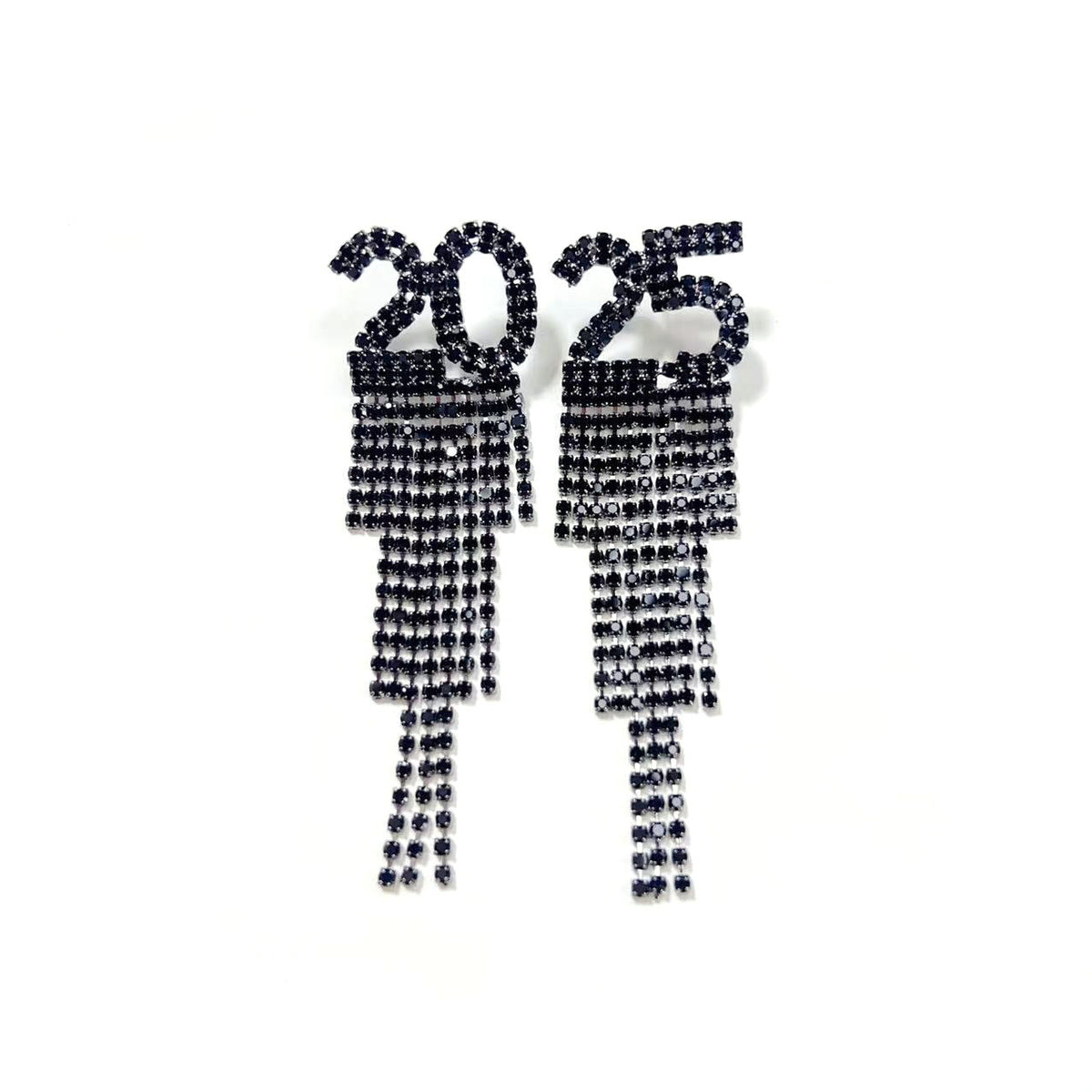 Rhinestone Number Drop Earrings (photo 3)