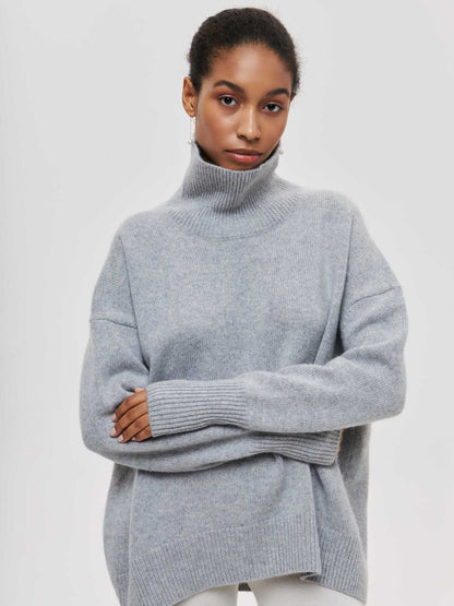 Women's Solid Turtleneck Pullover Sweater (photo 8)