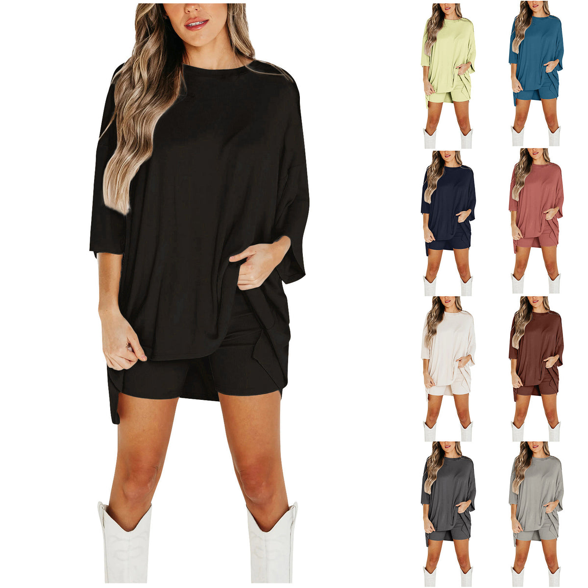 Women's Batwing T-Shirt and Shorts Set (photo 17)
