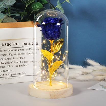 Preserved Rose with LED Lights in Glass Dome (photo 5)