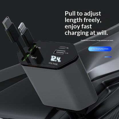 4-in-1 Retractable Car Charger with Built-In Cables (photo 3)