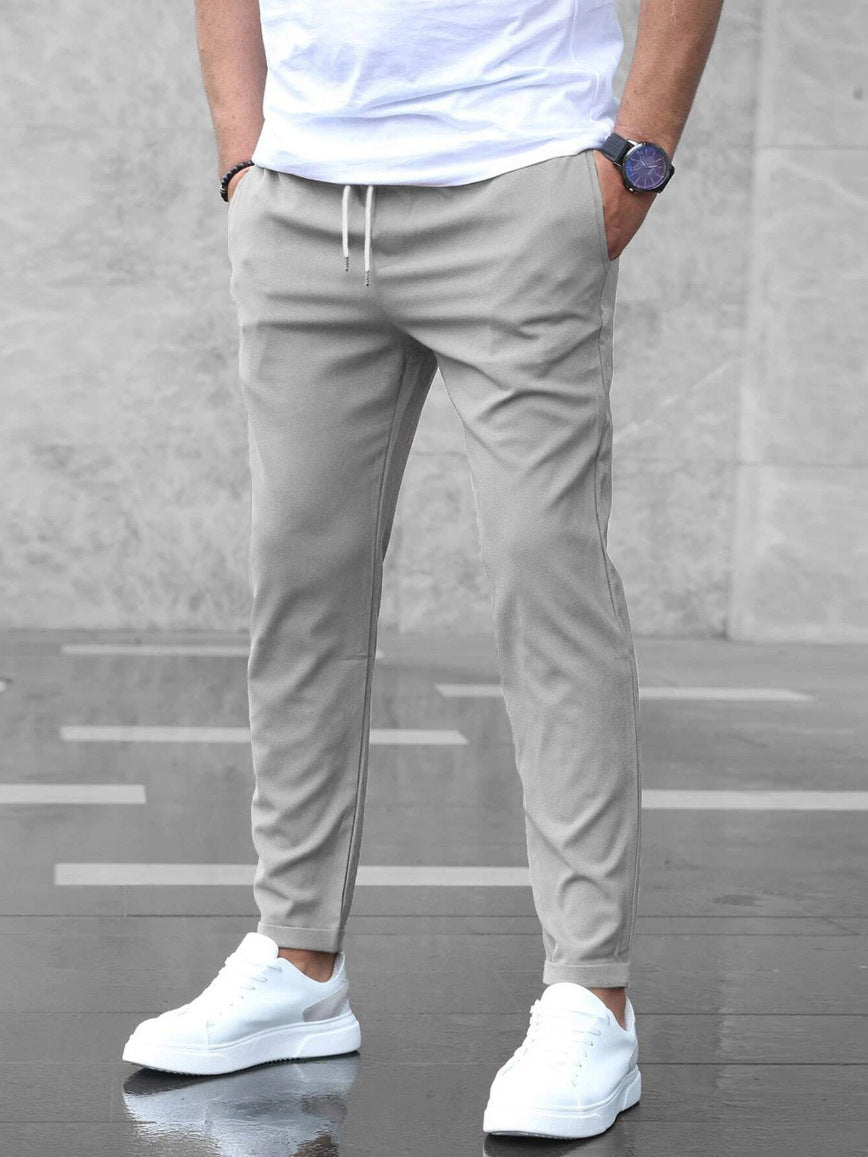 Men's Slim Drawstring Pants with Pockets (photo 9)