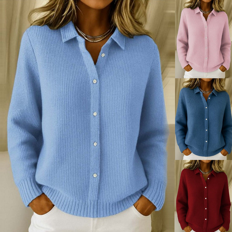 Women's Lapel Button Knit Cardigan Sweater